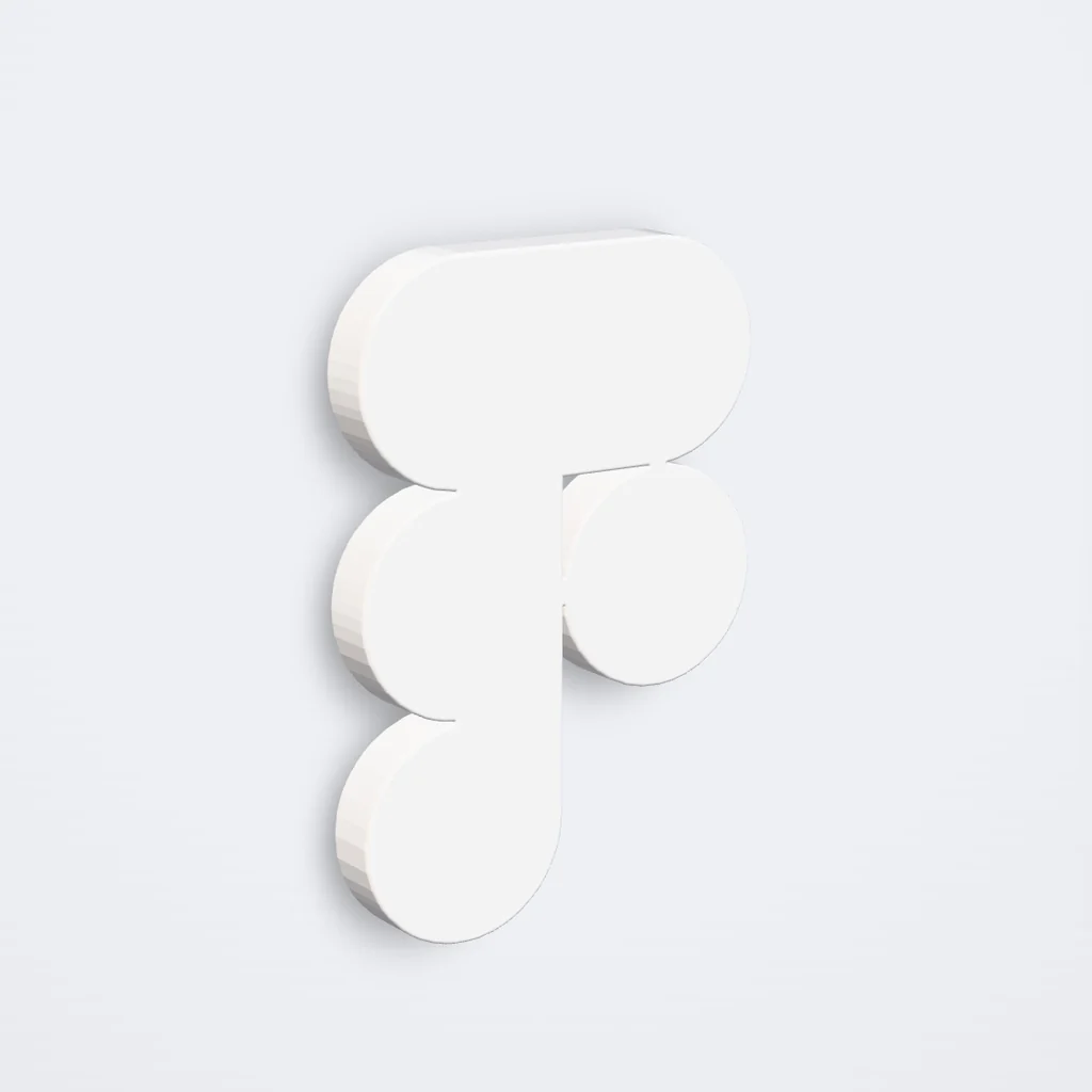 Figma logo rendered in 3D, ceramic