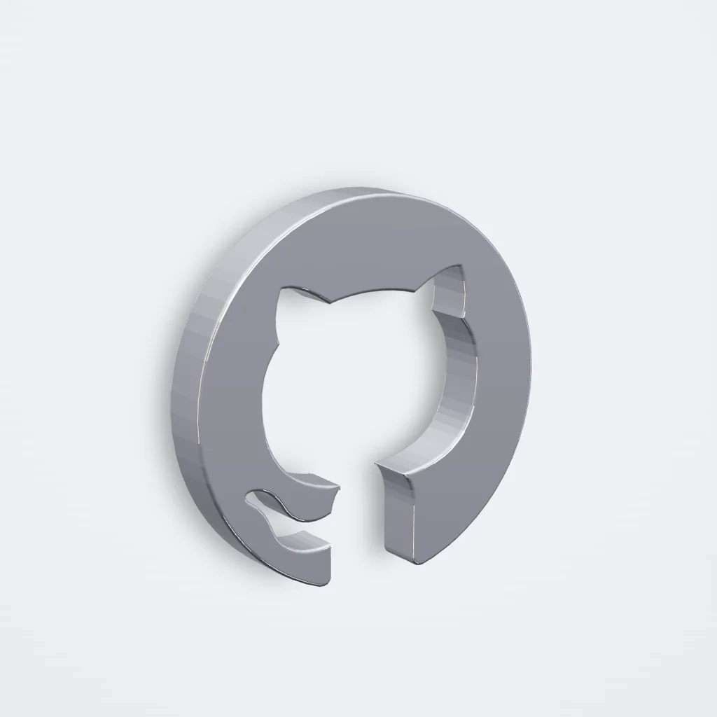 GitHub logo rendered in 3D, polished chrome