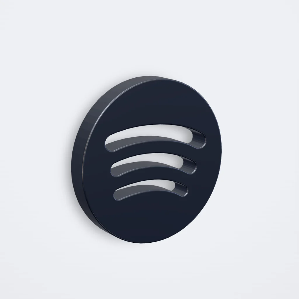 Spotify logo rendered in 3D, titanium